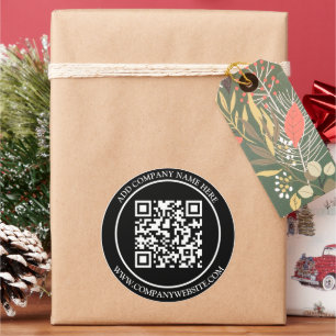 Custom QR Code Text Black White Classic  Round Sticker