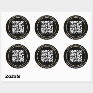 Custom QR Code Text Black White Classic Round Sticker