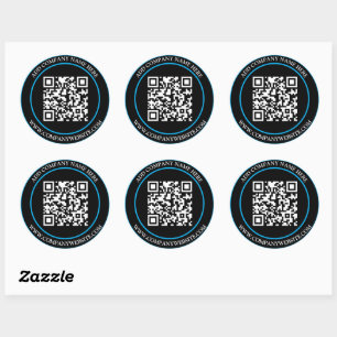 Custom QR Code Text Black White Classic  Round Sticker