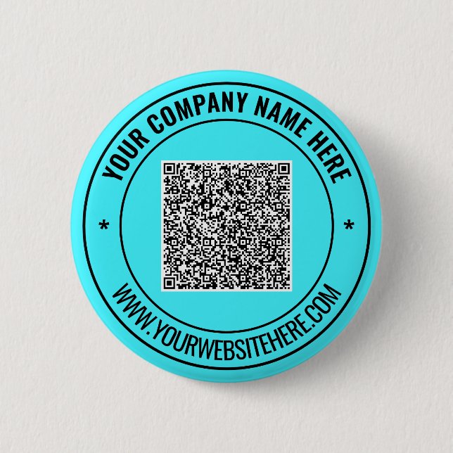 Custom QR Code Text Business Promotional Button (Front)