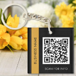 Custom QR Code Text Modern Black Gold Business Key Ring<br><div class="desc">Upload a QR code, add text, and easily create your personalised keychain. Click EDIT to change the background colour or text colour. You can TRANSFER this DESIGN on other Zazzle products and adjust it to fit most of the Zazzle items. Standard Studio designs are made in high-resolution vector graphics for...</div>