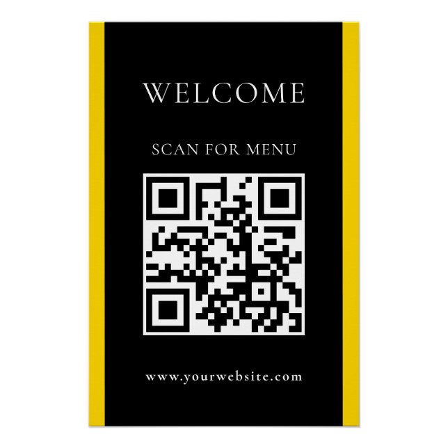 Custom QR Code Text Modern Business Glossy Poster (Front)