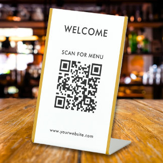 Custom QR Code Text Modern Business Pedestal Sign