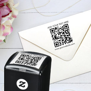 Custom QR Code Text Modern Business Self-inking Stamp