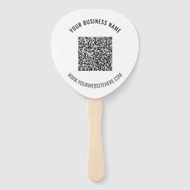 Custom QR Code Text Promotional Hand Fan Template (Back)