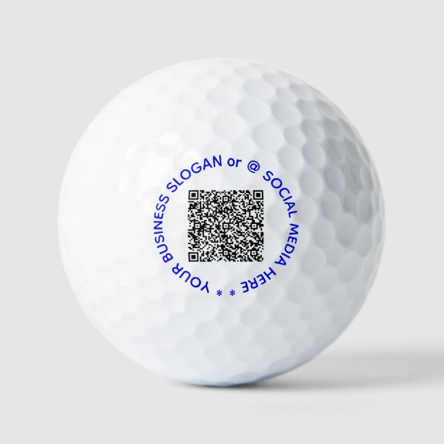 Custom QR Code Text Stamps Golf Balls Your Colour (Front)