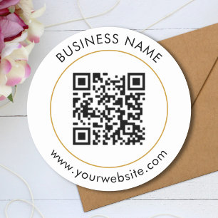 Custom QR Code Text Template Classic Round Sticker