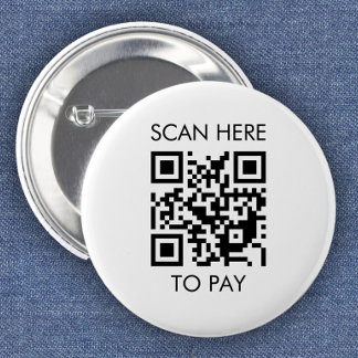 Custom QR Code / Text White 6 Cm Round Badge