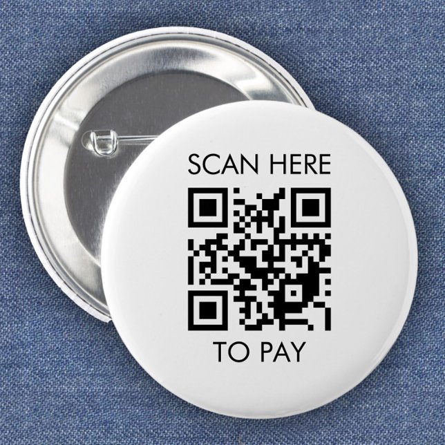 Custom QR Code / Text White 6 Cm Round Badge (Creator Uploaded)