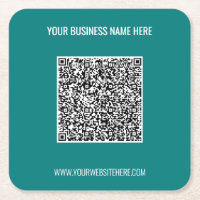 Custom QR Code Text Your Business Paper Coaster