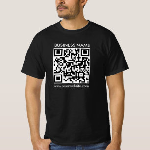 Custom QR Code Website Mens Modern Black Value T-Shirt