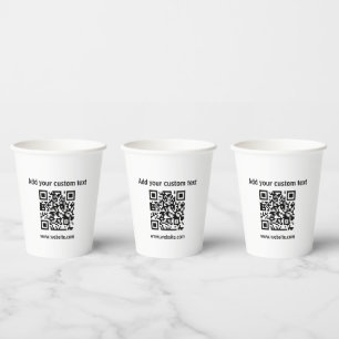 Custom Qr code white minimalist coffee  Paper Cups