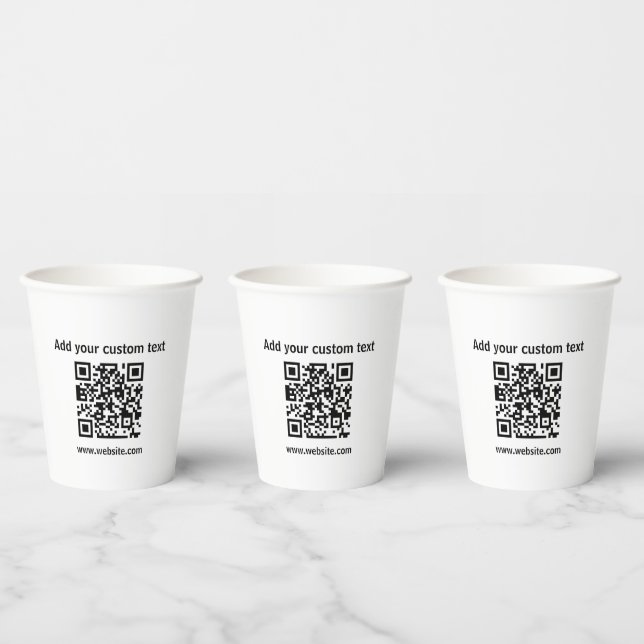 Custom Qr code white minimalist coffee  Paper Cups (Multi)