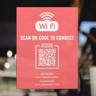 Custom QR Code WIFI Password Network Internet  Poster