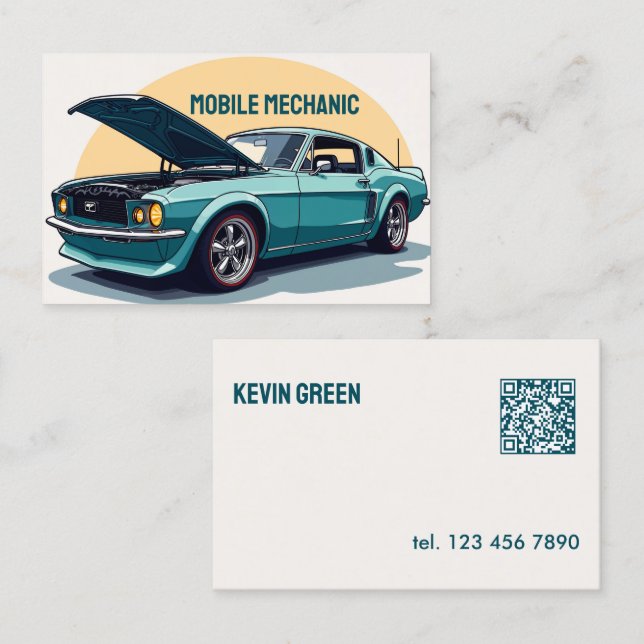 Custom QR Mobile Mechanic Business Card (Front/Back)