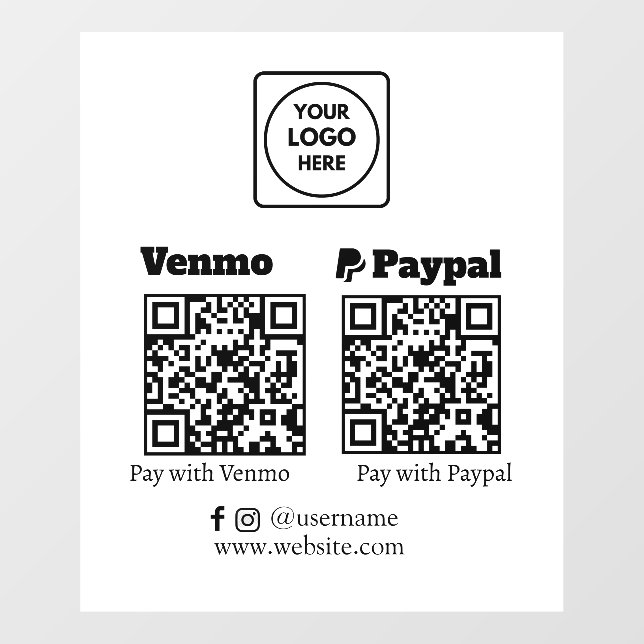 Custom QR Payment | Venmo & PayPal Logo Display (Sheet)