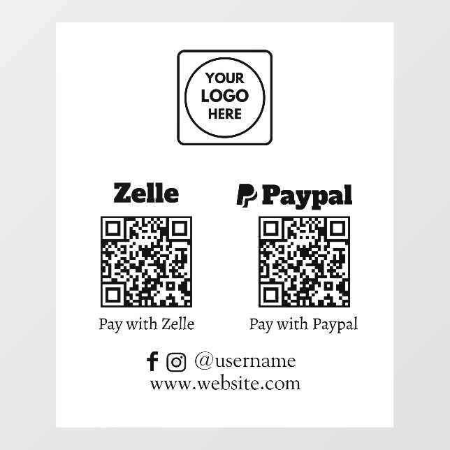 Custom QR Payment | Zelle & PayPal Scan Logo (Sheet)