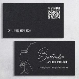 Custom QR Premium Bartender Calling Card