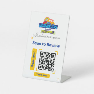 Custom QR Review Table Sign with Logo