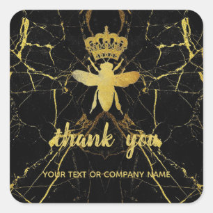 Custom QUEEN BEE Marble Small Business Thank You Square Sticker