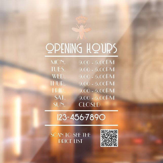 Custom QUEEN BEE White Business Open Hours Logo (Sheet 2)