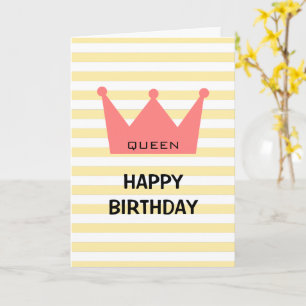 Custom Queen Happy Birthday Red Crown Card