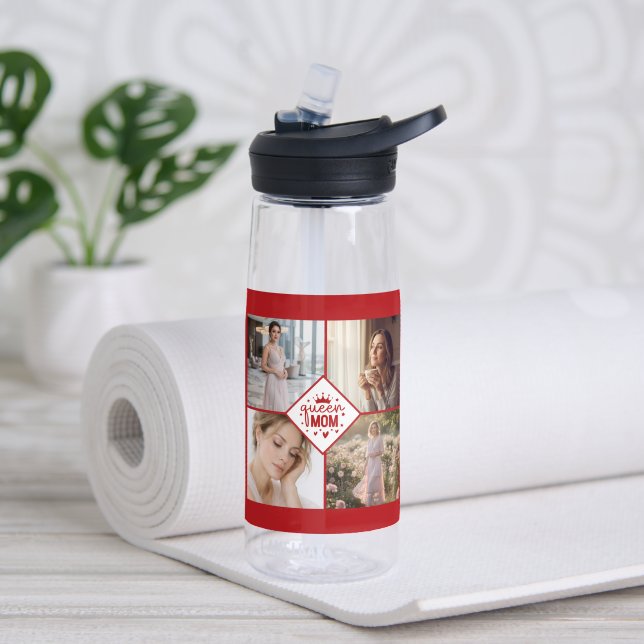 Custom Queen Mum Photo Collage Keepsake Water Bottle (Yoga (Rotated))