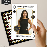 Custom Queen of Spades Birthday Invite, Casino 