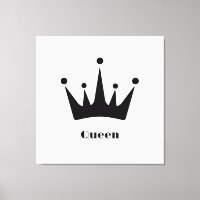 Custom Queen Text Black Colour Crown Stretched 