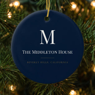 Custom Quiet Luxury Estate Monogram Christmas Ceramic Tree Decoration