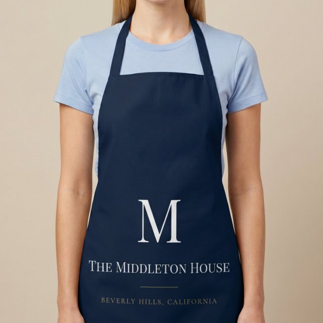 Custom Quiet Luxury Estate Monogram Family Name Apron (Creator Uploaded)