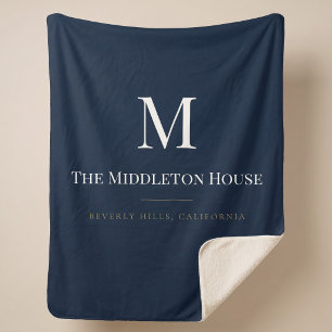 Custom Quiet Luxury Estate Monogram Family Name Sherpa Blanket