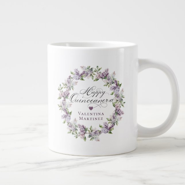 Custom Quinceanera Birthday Gift Purple Lilac Large Coffee Mug (Right)