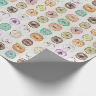 Custom Quirky Doughnut Illustration Pattern Wrapping Paper
