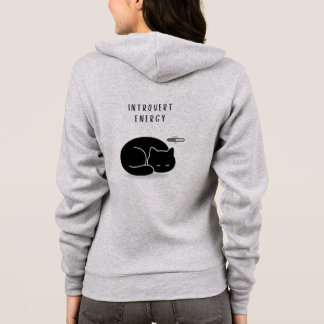 Custom Quote Black Cat Introvert Energy Women's  Hoodie