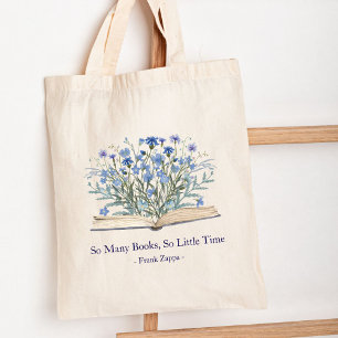 Custom Quote Blue Wildflowers Grow From Book Tote Bag