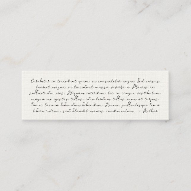 Custom quote celebration of life funeral book mark mini business card (Front)