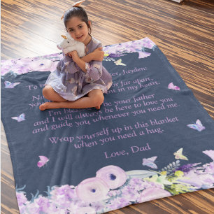 Custom Quote Dad To Daughter Fleece Blanket