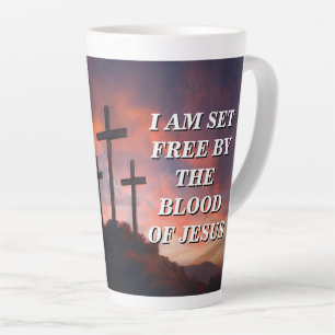 Custom Quote Faith Latte Mug - Blood of Jesus.