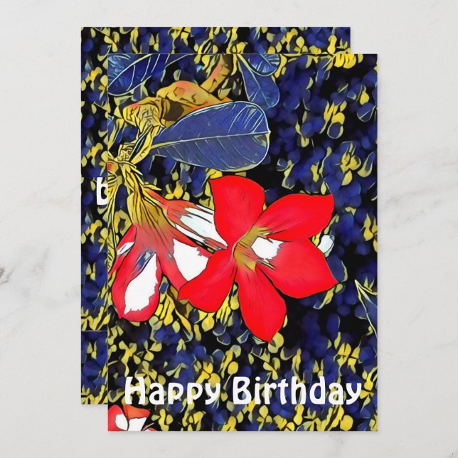 Custom Quote Floral Watercolor Red Adenium B'Day (Front/Back)