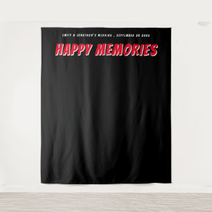 Custom Quote Names Date Red Black Photo Backdrop Tapestry