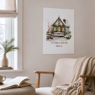 Custom Quote Nordic Winter Scene Happy Holidays Poster