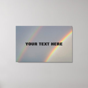 Custom Quote Over A Double Rainbow Canvas Print