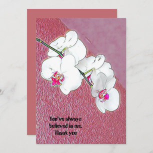 Custom Quote Plum Watercolor White Orchids  Thank You Card