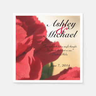 Custom Quote Red Floral Wedding Napkin