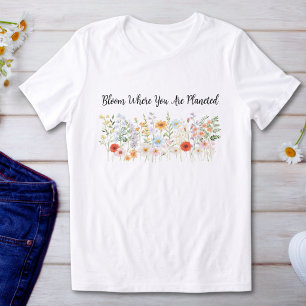 Custom Quote Watercolor Wild Flower Floral Elegant Tri-Blend Shirt