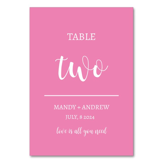 Custom Quote Wedding Table Numbers (Front)
