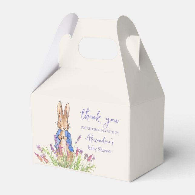Custom rabbit in blue jacket favour box (Front Side)