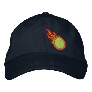 Custom Racing Flames Tennis Bullet Badge Embroidered Hat