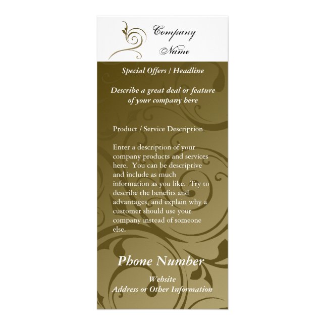 Custom Rack Card, Chocolate Swirl Design, Printing Rack Card (Front)